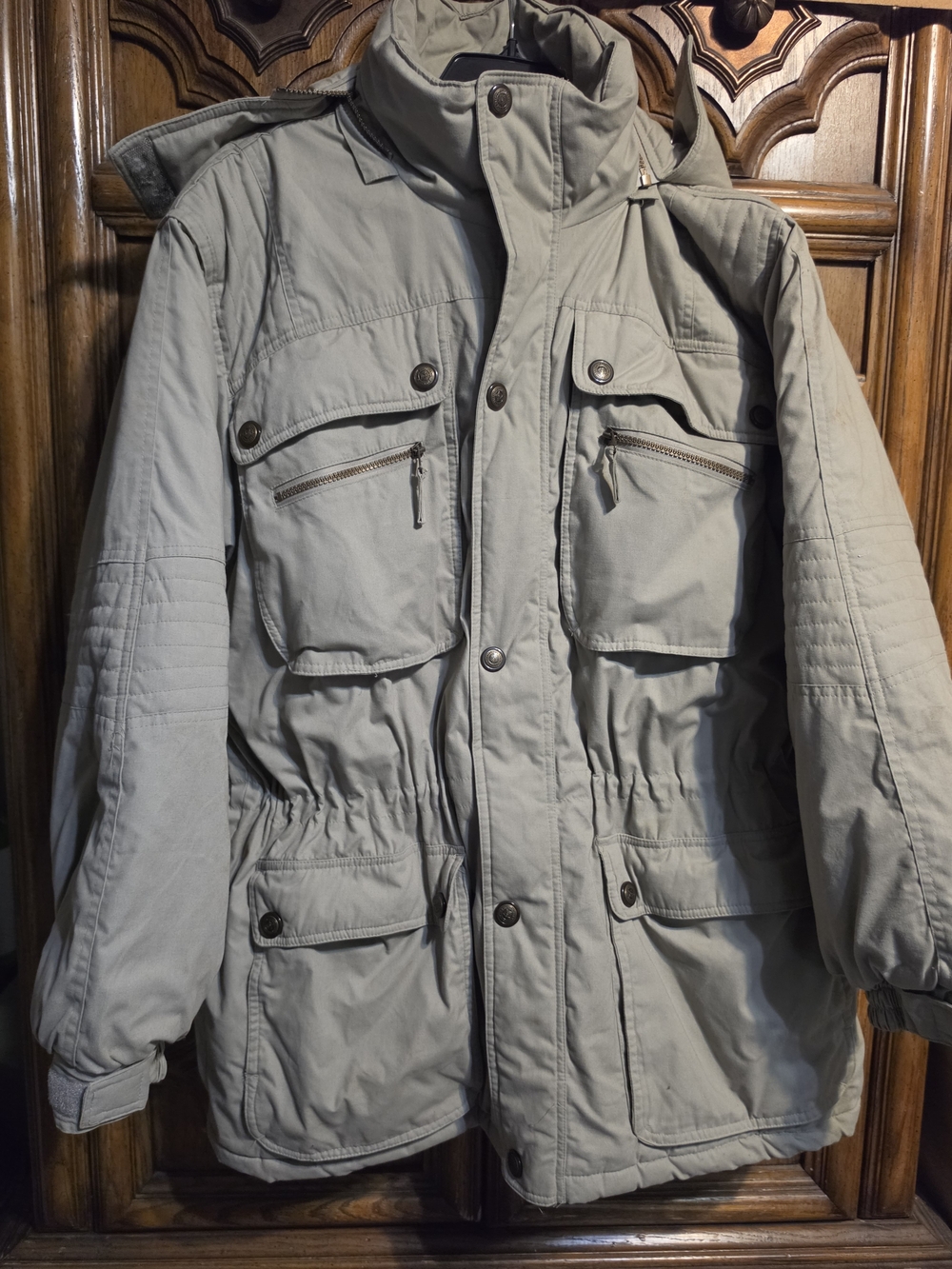 Vintage Original Windbreaker Cargo Parka Utility Jacket Tan XL
